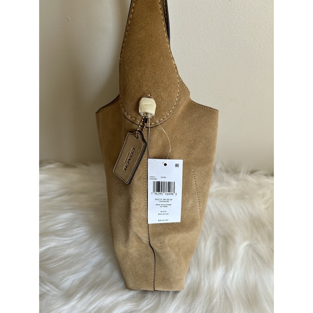 Coach Brooklyn Shoulder Bag 28 Suede Sand Tan Hobo CW637 NEW - Picture 4 of 6